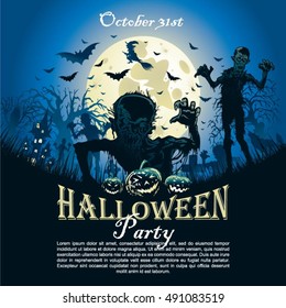 Halloween party scary night invitations
