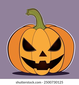 Halloween party, scary pumpkin, vector