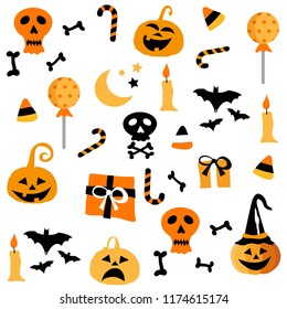 Halloween party seamless pattern design, postcard