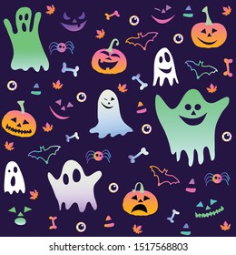Halloween party seamless pattern design, postcard