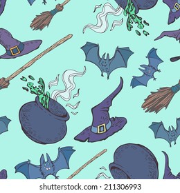 Halloween party seamless pattern. Vector illustration, EPS 10.