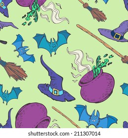 Halloween party seamless pattern. Vector illustration, EPS 10.