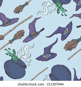 Halloween party seamless pattern. Vector illustration, EPS 10.