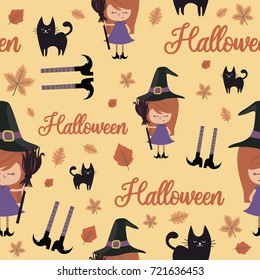 Halloween party seamless pattern. Vector illustration