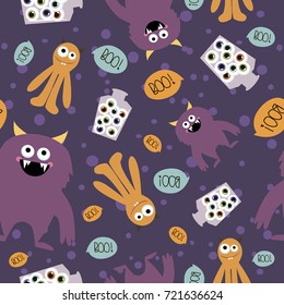 Halloween party seamless pattern. Vector illustration