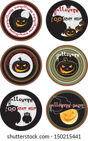 Halloween party, set of labels with pumpkins,vector illustration