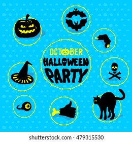Halloween party set. Vector illustration.