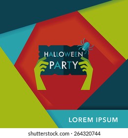 Halloween party sign flat icon with long shadow,eps10