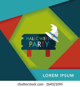 Halloween party sign flat icon with long shadow,eps10