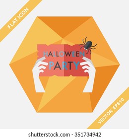 Halloween party sign flat icon with long shadow,eps10