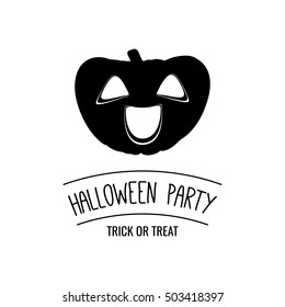 Halloween Party. Silhouette Smile Pumpkin. template greeting or invitation. Halloween vector illustration