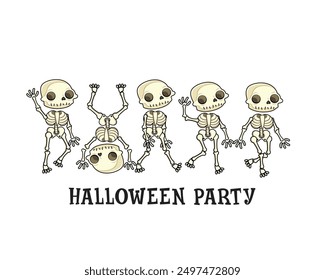 Halloween Party Skeleton Happy Halloween Skeleton Shirt_01 vector