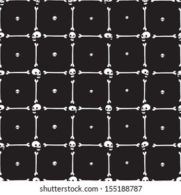 Halloween party skull background seamless pattern. Vector pattern for web page backgrounds, postcards, greeting cards, invitations, pattern fills, surface textures. Great for children bedroom.