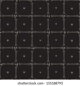 Halloween party skull background seamless pattern. Vector pattern for web page backgrounds, postcards, greeting cards, invitations, pattern fills, surface textures. Great for children bedroom.