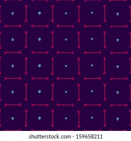 Halloween party skull background seamless pattern. Vector pattern for web page backgrounds, postcards, greeting cards, invitations, pattern fills, surface textures. Great for children bedroom.