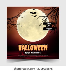 Halloween party social media post template.