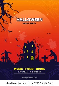 Halloween party social media post template illustration vector 