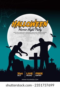 Halloween party social media post template illustration vector 
