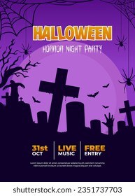 Halloween party social media post template illustration vector 