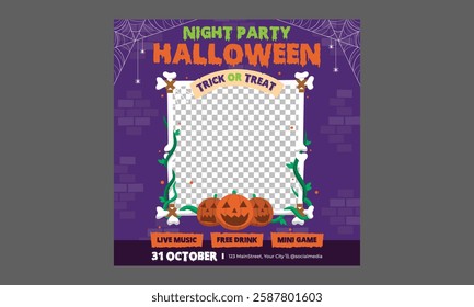 Halloween Party Socials Media. Halloween sale web banners, paper cut style. Colorful vertical posters with cute ghosts, pumpkin, clouds, spiders and bats. Vector design template for promo, web.