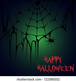 Halloween party. A spider on a web. Halloween poster. Vector illustration.