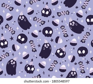 Halloween party in spooky night pattern background.