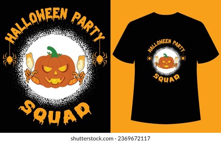 Halloween party squad t-shirt design template.This t-shirt is designed for Halloween  lover.  this t-shirt can be the best gift for Halloween  lover.