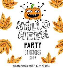 Fiesta de Halloween. Cartel o cartel de tamaño cuadrado.