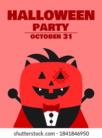 Halloween party. Strawberry vampire character. Happy Halloween