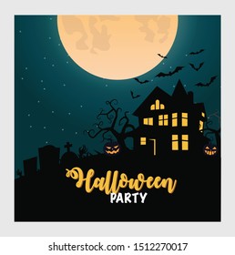 Halloween party template for social media banner invitation and posts