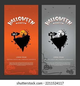 Halloween Party Text Banner, Vector template 