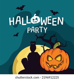 Halloween Party Text. banners party invitation.Vector illustration. Happy Halloween poster, greeting card, party invitation. Vector illustration. 