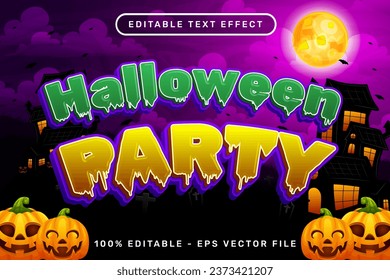 efecto de texto de fiesta de halloween y efecto de texto editable con fondo de halloween
