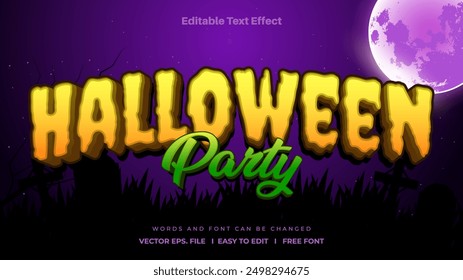 Halloween Party Texteffekt, bearbeitbarer Text Halloween Thema.