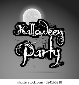 Halloween party text with moon in the background design