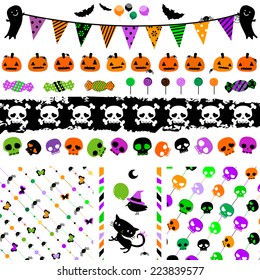 halloween party themed set with cute elements 