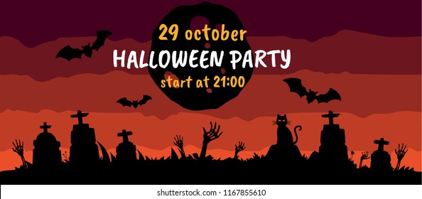 Halloween party ticket, banner, card or poster template design 