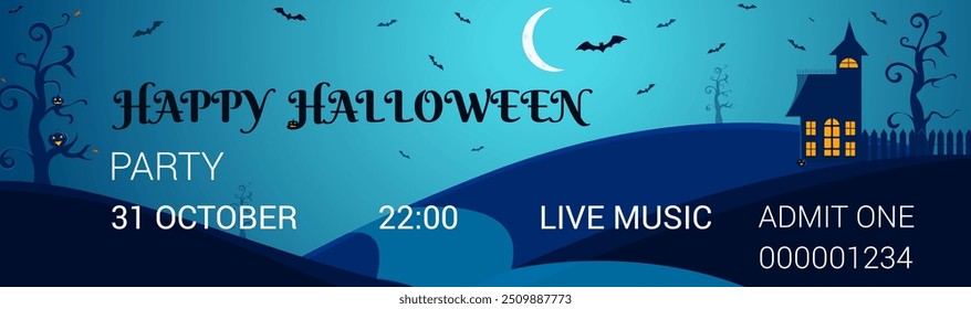 Halloween. Halloween party ticket template. Samhain. All Hallows' Eve.