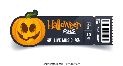 Halloween party ticket template. Vector flyer, poster, banner