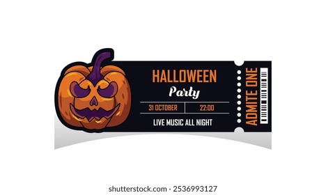 Halloween party ticket template vector