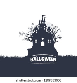 Halloween Party typographic design with white background
