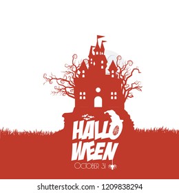 Halloween Party typographic design with white background