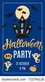 Halloween Party typography poster with handwritten calligraphy text. Vector Illustration
