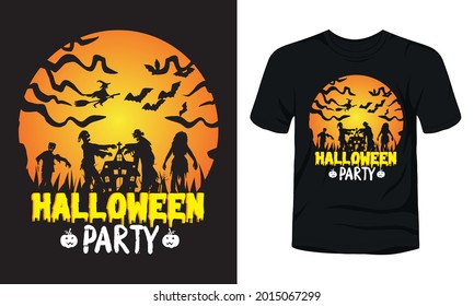 "Halloween party" typography vector Halloween t-shirt template.