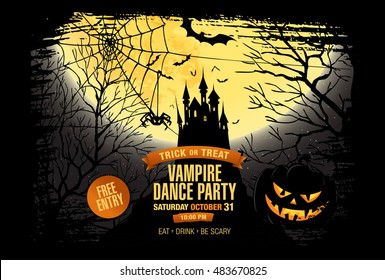 Halloween party. Vampire dance party. Vector illustration