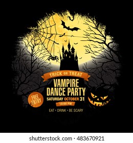 Halloween party. Vampire dance party. Vector illustration