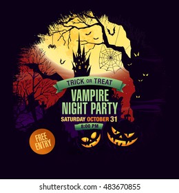 Halloween party. Vampire night party. Vector illustration