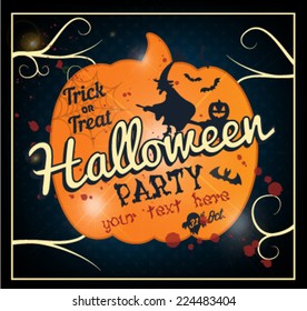 Halloween Party Vector Background in Vintage Style
