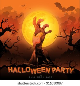 Halloween Party Vector Concept Full Moon Land