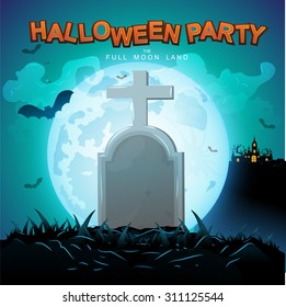 Halloween Party Vector Concept Full Moon Land